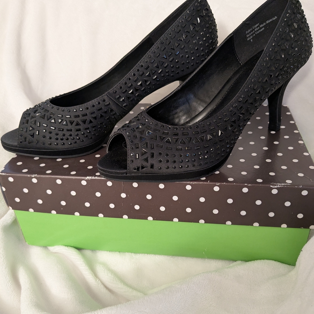 Elegant Black Peep-Toe Heels